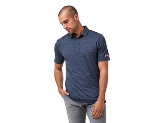 Travis Mathew Atlanta Braves The Heater Polo Mens Short Sleeve Knit Vintage Indigo/Black : 3XL, Cotton/Elastane/Polyester