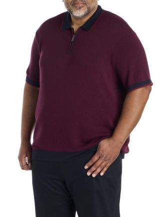 Perry Ellis Big & Tall Colorblocked Stitched Sweater Polo in Zinfandel at Nordstrom, Size Xx-Large