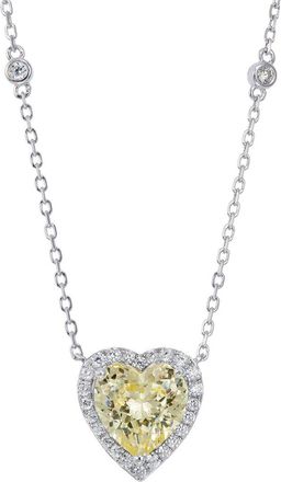 Savvy Cie Jewels Silver Cz Heart Pendant Necklace