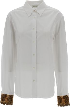 Dries Van Noten White Embroidered Cotton-Poplin Shirt