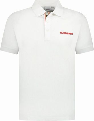 Burberry Mens Burberry Hartford Embroidery Logo Check Polo White - Size: 40
