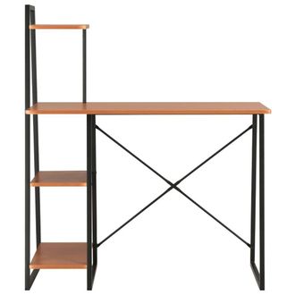 Berkfield Home Desk with Shelving Unit Black & Brown 102x50x117 cm | Size: 102 x 50 x 117 cm