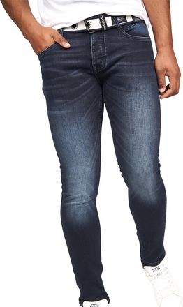 Crosshatch Heren Barbeck Slim Jeans (Blauw Zwart)