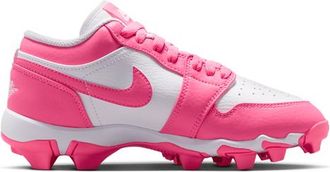 Nike Jordan Boys AJ 1 Low Cleats - Boys Grade School Football Shoes White/Digital Pink Size 1.0
