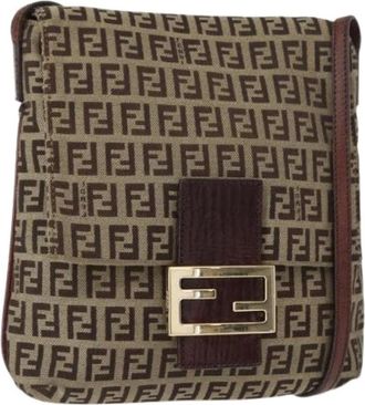 Fendi Pre-owned Cross Body Bags, female, Brown, Size: ONE SIZE Pre-owned Canvas Cross Body Bag