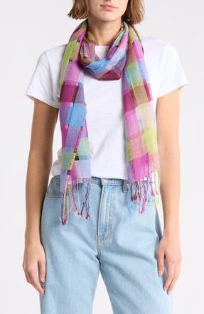 La Fiorentina Checkered Scarf in Blue Combo at Nordstrom Rack