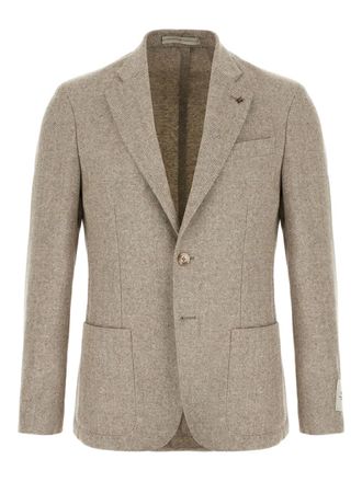 Corneliani herringbone single-breasted blazer - men - Fabric - 54 - Neutrals