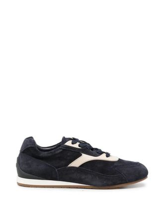 Ferragamo Navy Blue Lace Up Sneakers
