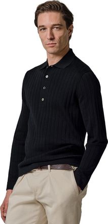 Profuomo Poloshirt Profuomo navy structuur 3 knopen