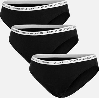 Tommy Hilfiger Womens 3-Pack Logo Waistband Bikini Briefs, Black - Black/Black/Black - Size: 14