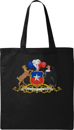 Generic Coat Of Arms Of Chile Natural Ecological Cotton Tote Bag Black