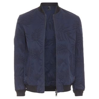 Giorgio Armani navy water repellent Fern leaf jacquard bomber jacket IT46 S