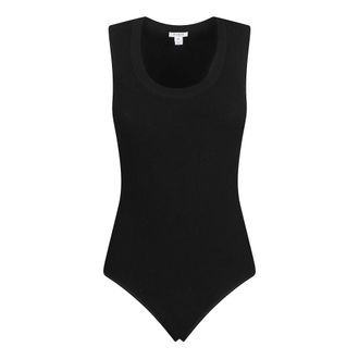 Alaia Tops, Dames, Zwart, M, Polyester, Ribbed Knit Bodysuit