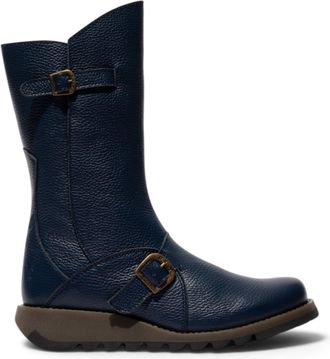FLY London Fly London Womens Navy Blue Leather Mid-Calf Long Boots - MES2913