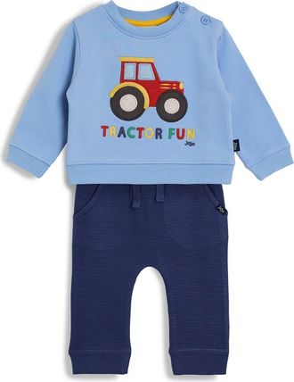 JoJo Maman Bébé Tractor Sweatshirt & Joggers Set in Blue at Nordstrom, Size 12-18M