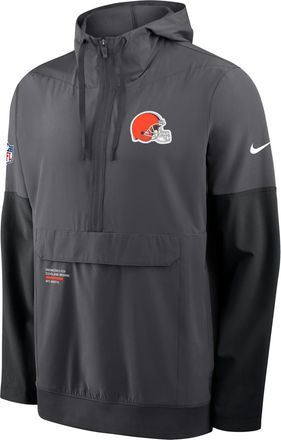 Nike Cleveland Browns Well Rounded Anorak Nike Mens NFL 1/2-Zip Hooded Jacket in Grey | 03AT466M9I-R6H
