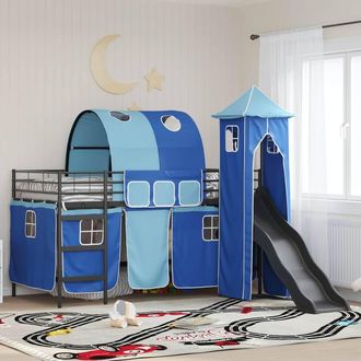 Berkfield Home KidsLoft Bed Frame Plain Black & Blue 107 x 203 cm Metal