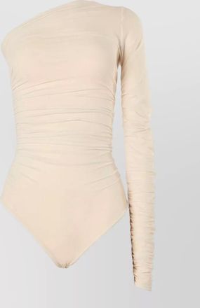Wolford one shoulder ruched thong sleeve bodysuit