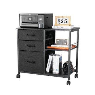 OEM Gabinete De Archivos De 3 Cajones De Tela Y 2 Estantes Abiertos 75 X 40 X 68 Cm Archivador M&oacute;vil Con Ruedas Estructura Met&aacute;lica Para Documentos Tama&ntilde;o