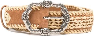 Ermanno Scervino Flower Buckle Woven Belt
