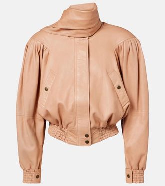 Chlo&eacute; Chlo&eacute; Chaqueta cropped de piel con bufanda