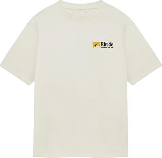Rhude T-Shirts, male, Beige, XL, International Racing Logo Tee