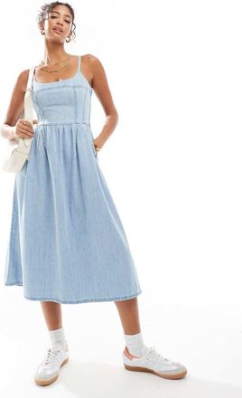 Levi's Vestito midi a canottiera in denim celeste-Blu