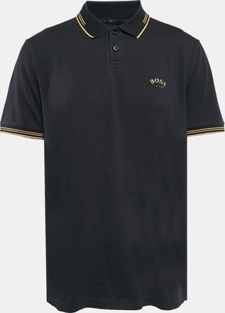 HUGO BOSS Boss By Hugo Boss Navy Blue Pique Cotton Paul Curved Polo T-Shirt