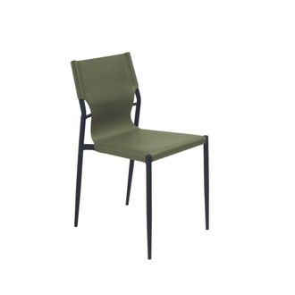 MondoViro Juego de 2 sillas de piel verde, 44x51 cm, 80 cm de alto
