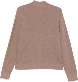 PESERICO Mens Ribbed-Knit Zip-Up Cardigan Ss26 M