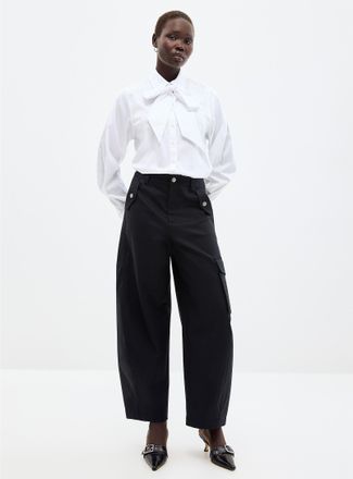 Contemporaine Womens Cotton and lyocell cargo pant Fit: Barrel leg, high rise