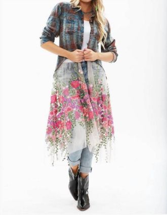 Aratta Anastasia Maxi Shirt Dress In Washed Plaid/floral
