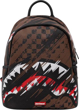 Sprayground Sprayground, Tassen, Dames, Bruin, ONE Size, Leer, Shark Mouth Checkered Backpack
