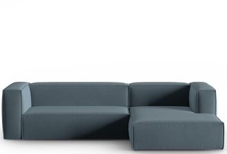 BLOOMINGLOFT 4-Sitzer Design Ecksofa Mackay mit Eckteil rechts, Samtbezug