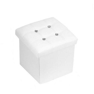 Trade Shop Trade Shop - Pouff Puff Pouf Contenitore Imbottito Portaoggetti Seduta Bianco 79434 30x30x30cm