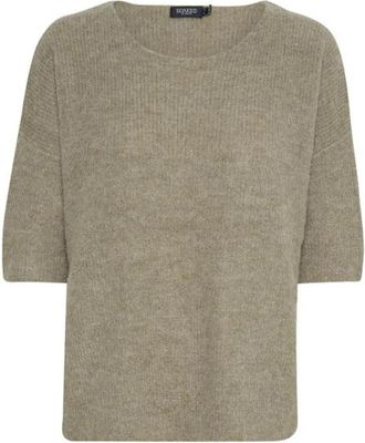 Soaked In Luxury Brindle Trui met &frac34; Mouwen - Dames - Ronde hals truien - Bruin - 2XL - Wol - Truien & Vesten