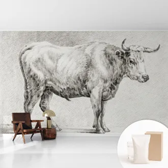 Tulup Fototapete - Tapete Vliestapete Mit Kleber - Wandtapete Moderne Wandbild Schlafzimmer Wohnzimmer Stier-bleistift 416x254 Cm