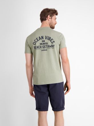 Lerros T-Shirt LERROS Gestreiftes T-Shirt mit Front und Backprint, Herren, Gr. XL, tinted grau, 100% Baumwolle, Rundhals, Shirts T-Shirt