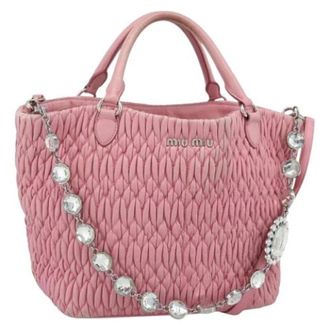 Miu Miu Pre-owned Embellished Shoulder Bag - Dames - Vintage Handtas - Roze - ONE Size - Leer - Vintage