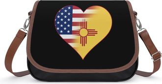 Generic U.S.A. State of New Mexico Flags Heart Womens Crossbody Bag Fashion Shoulder Handbags Message Tote Bag with Adjustable Strap
