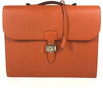 Herm&egrave;s Orange Epsom Leather Briefcase (Pre-Owned)