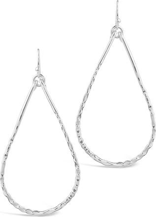 Sterling Forever Hammered Teardrop Dangle Earring-Rose Gold