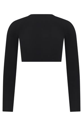 Alaia Womens Cropped Long-Sleeve Top Black Polyester Tops