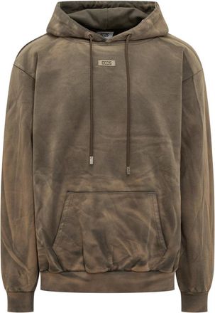 GCDS Brown Logo Hood Sweatshirt