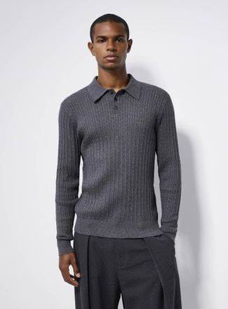 Le 31 Mens Twisted-cable polo-collar sweater