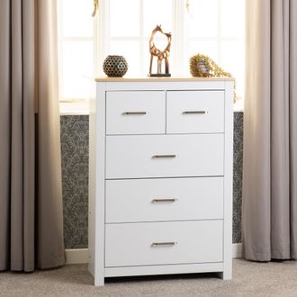 Seconique Portland 3+2 Drawer Chest in White