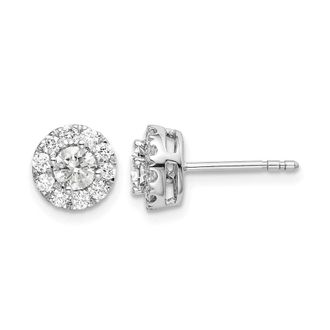 Diamond2Deal 14K White Gold 3/4 ct Lab Grown Diamond Round Halo Stud Earrings VS Clarity, G-H Color