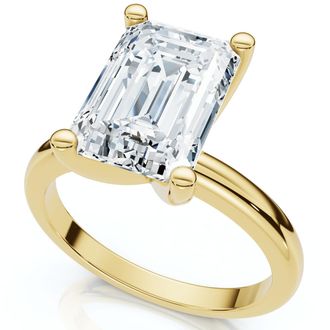 Pompeii3 3Ct Emerald Solitaire Moissanite Engagement Ring in White Yellow or Rose Gold