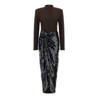 Rotate ROTATE Birger Christensen - Vestido Midi Fruncido - Dresses - Mujer - Marr&oacute;n - XL