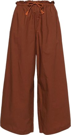 Forte_Forte drawstring-waist cotton trousers - women - Cotton - 00 - Brown